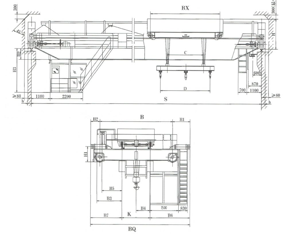 QG型挂梁桥式起重机(平行主梁方向)